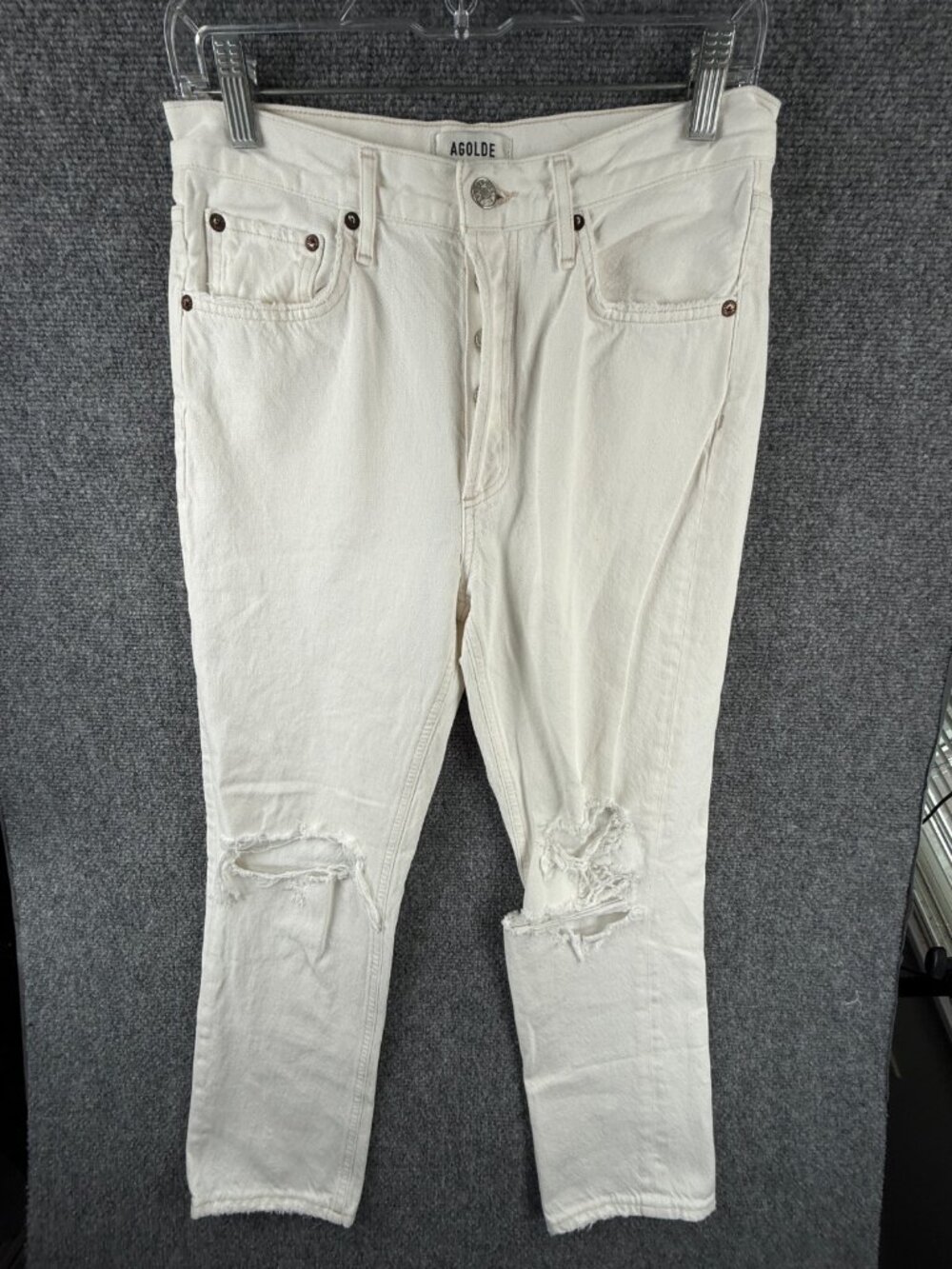 AGOLDE White Denim Riley Jeans Women 28 All Cotton A056C-1183 Distressed Adult